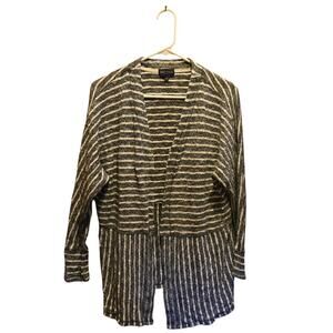 Artesia Womens Lightweight Cardigan Gray and White Striped Size Large